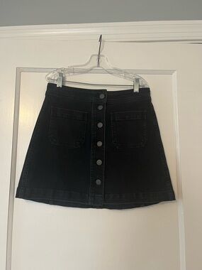 Madewell Black Button-Front Denim Skirt